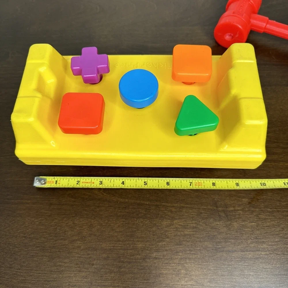 Vintage 1986 Fisher Price Tap n' Turn Bench Hammer Shapes Toddler Montessori